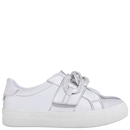 Nina Shoes Girls Emaleigh Silver Metallic Low Top Slip-on Sneakers