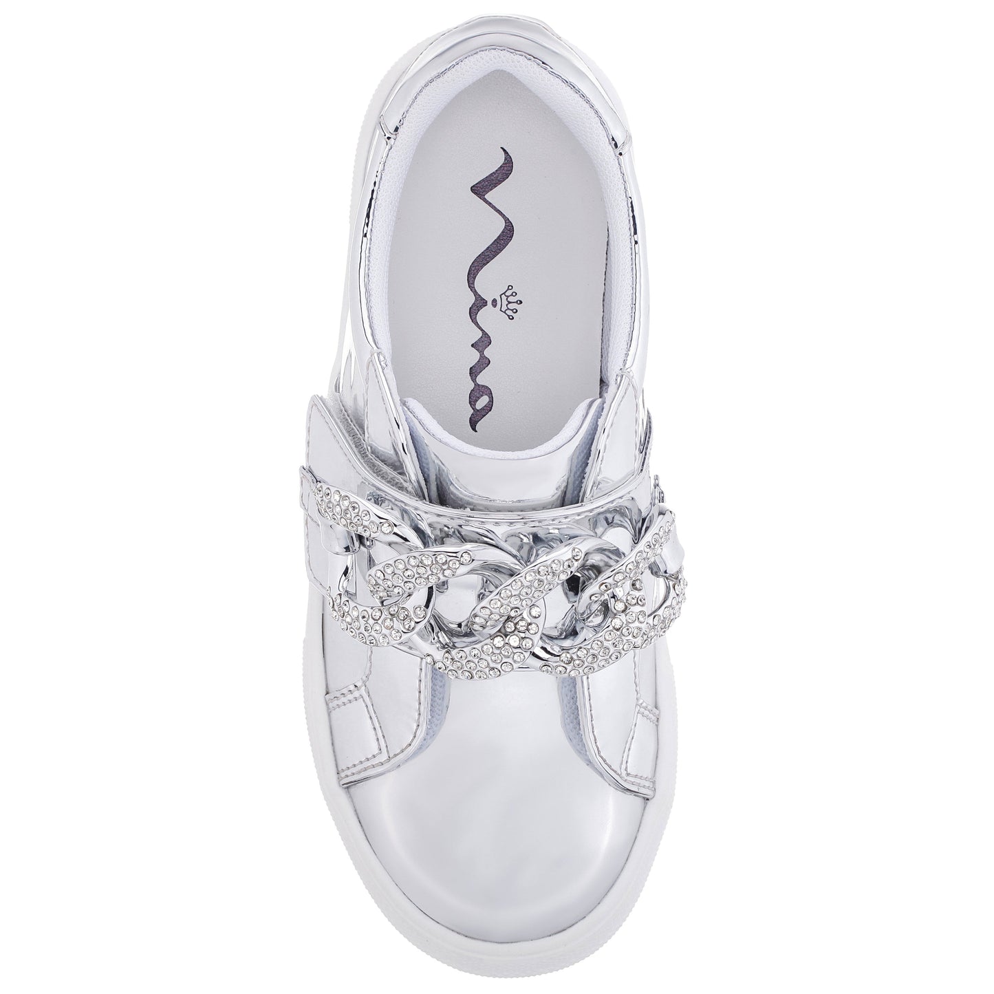Nina Shoes Girls Emaleigh Silver Metallic Low Top Slip-on Sneakers