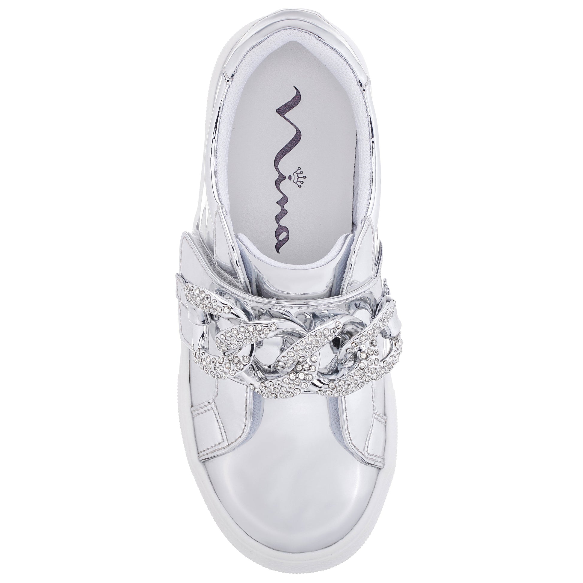 Nina Shoes Girls Emaleigh Silver Metallic Low Top Slip-on Sneakers