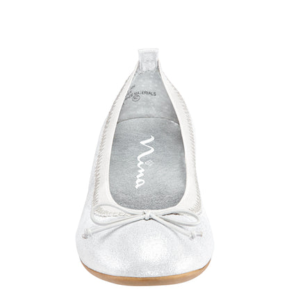 Nina Shoes Girls Esther Silver Shimmer Ballet Flats