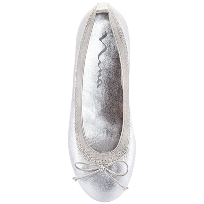 Nina Shoes Girls Esther Silver Shimmer Ballet Flats