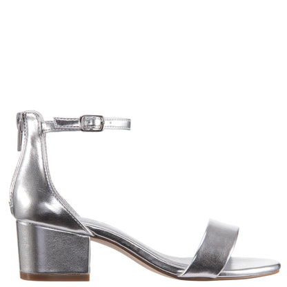 Nina Shoes Girls Hidi Silver Metallic Ankle Strap Dress Sandals