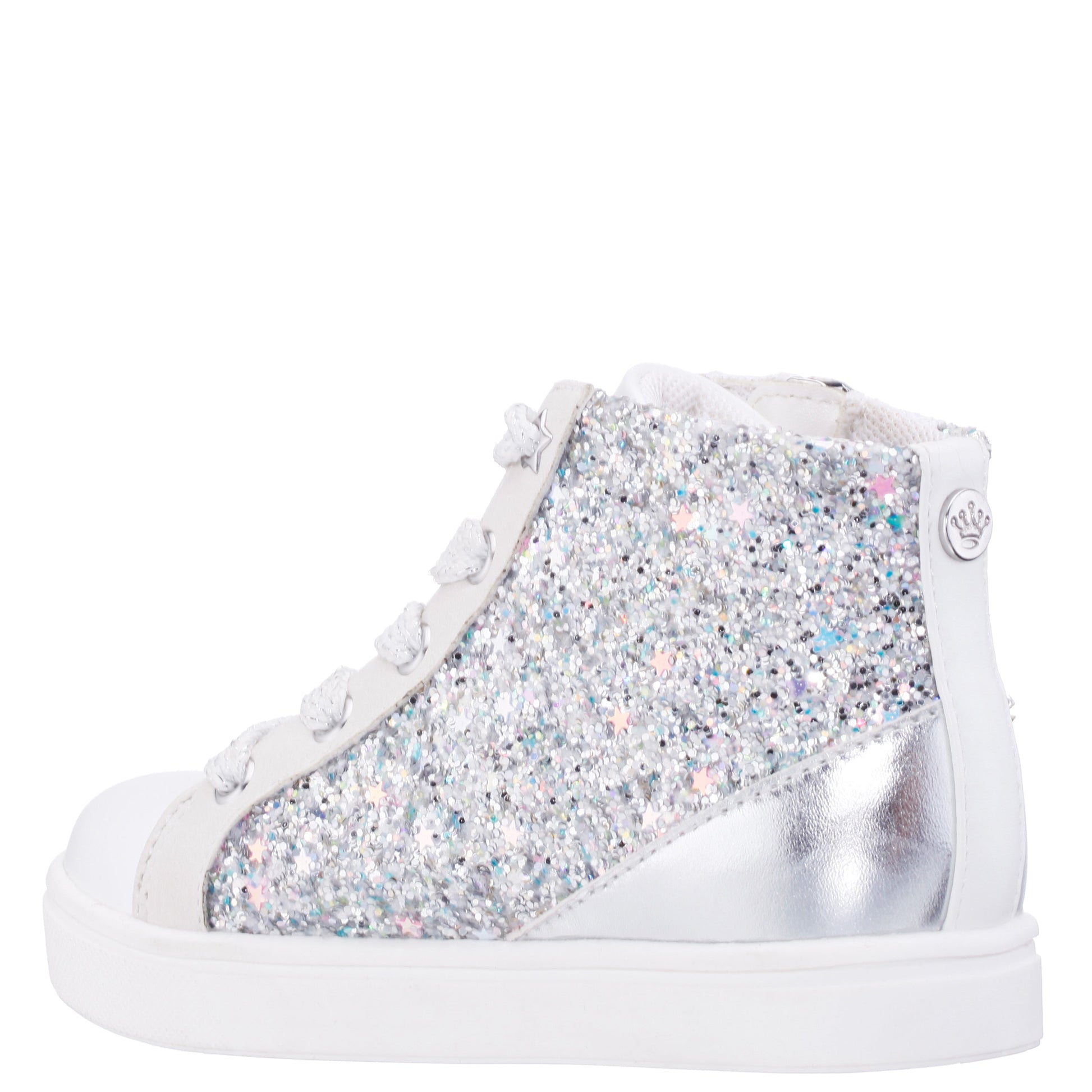 Nina Shoes Girls Yuti White Glitter High Top Sneakers