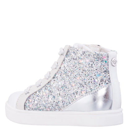 Nina Shoes Girls Yuti White Glitter High Top Sneakers