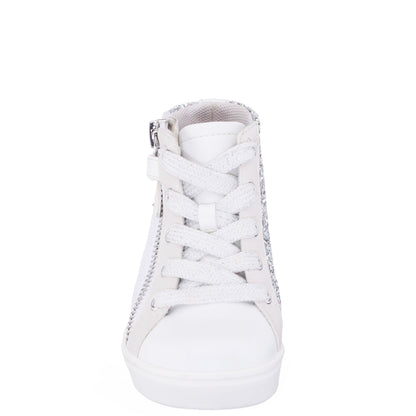 Nina Shoes Girls Yuti White Glitter High Top Sneakers