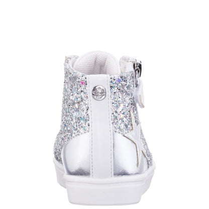 Nina Shoes Girls Yuti White Glitter High Top Sneakers