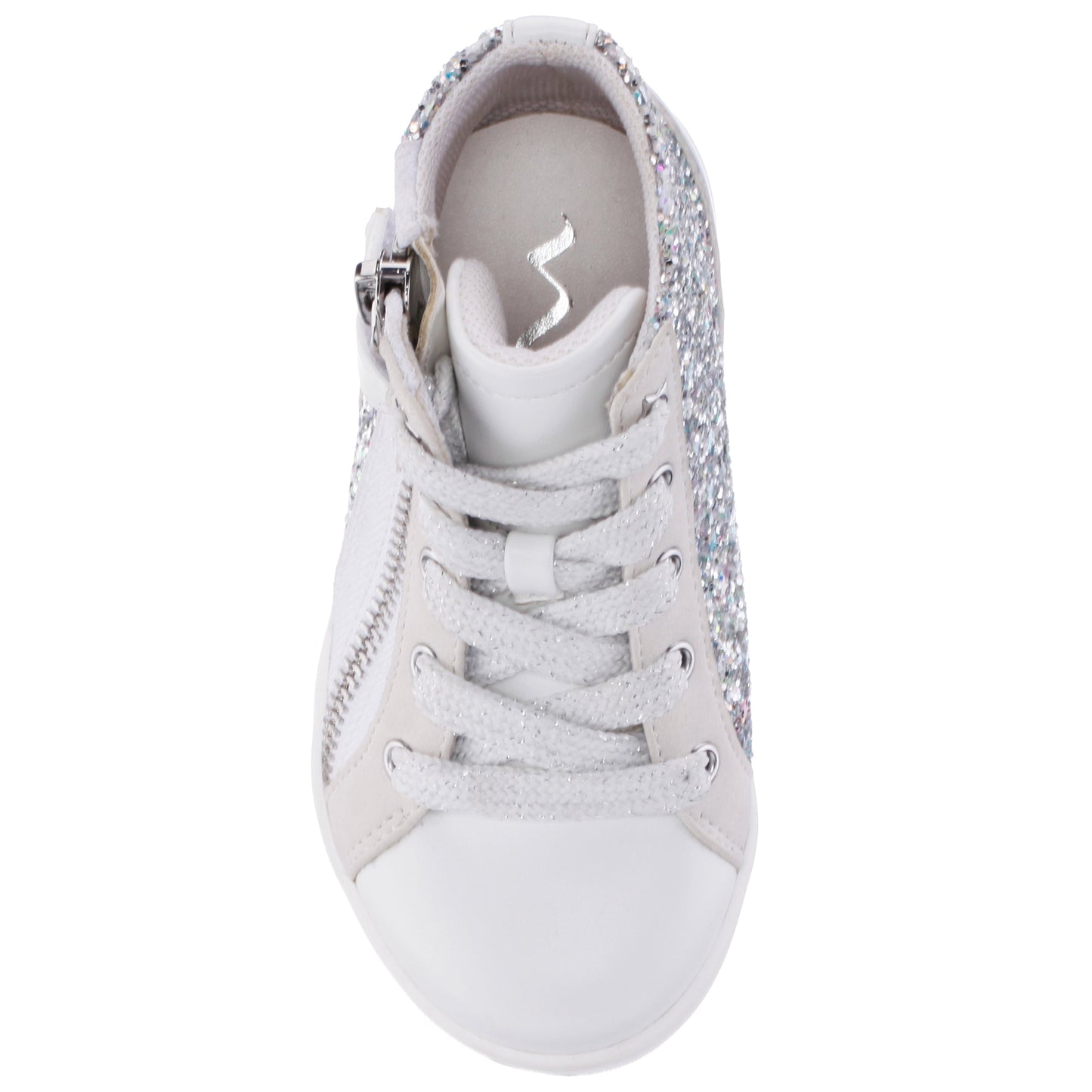 Nina Shoes Girls Yuti White Glitter High Top Sneakers