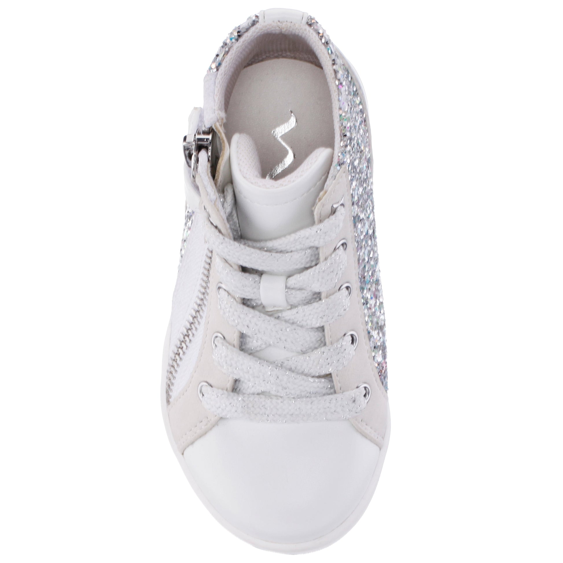 Nina Shoes Girls Yuti White Glitter High Top Sneakers