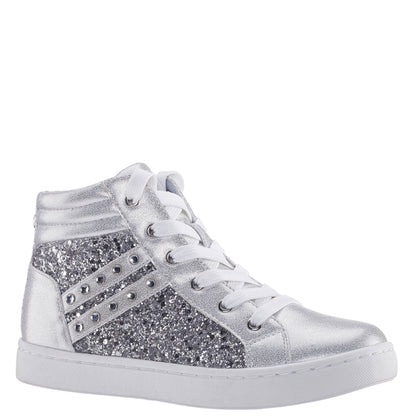 Nina Shoes Girls Michaela Silver Glitter High Top Sneakers