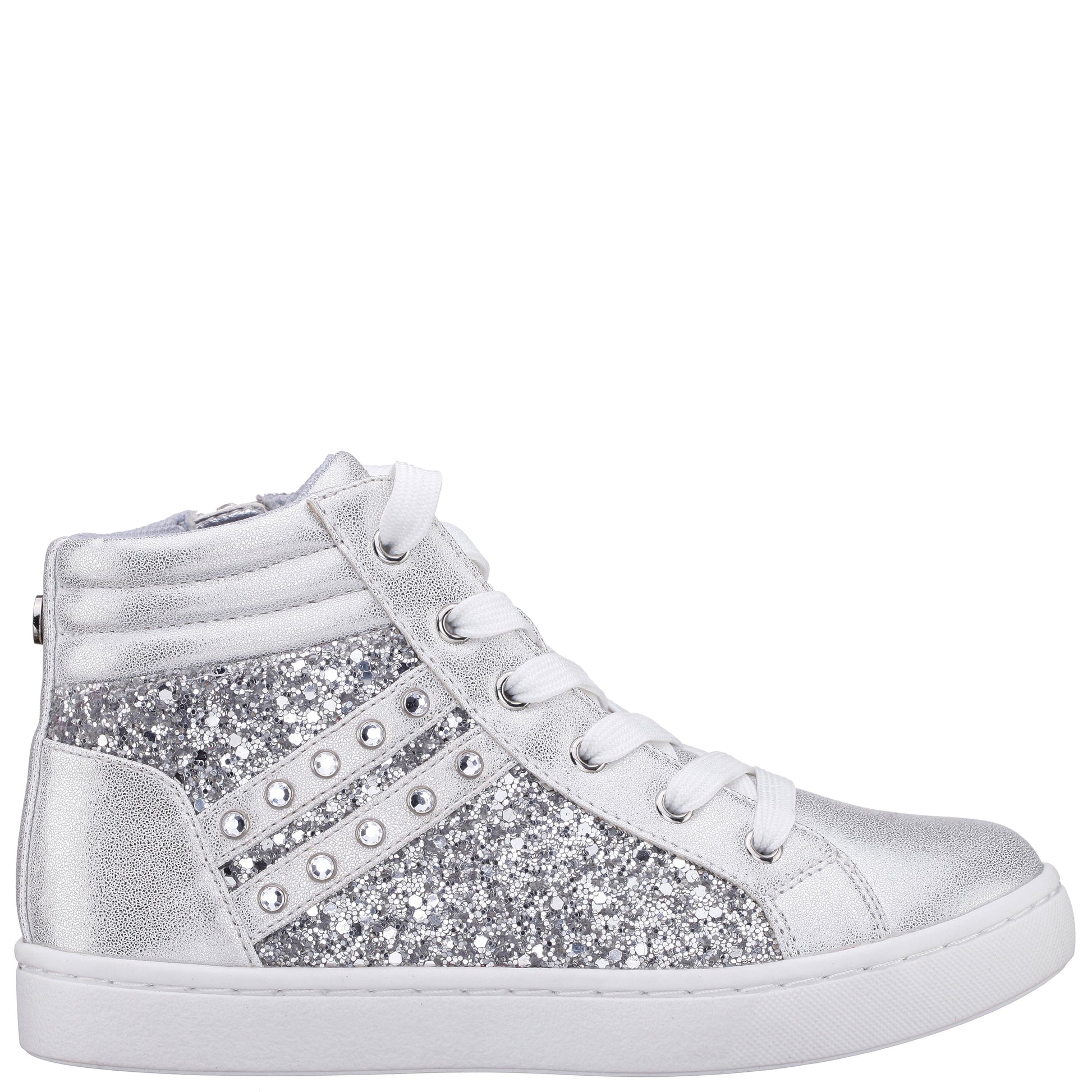 Nina Shoes Girls Michaela Silver Glitter High Top Sneakers