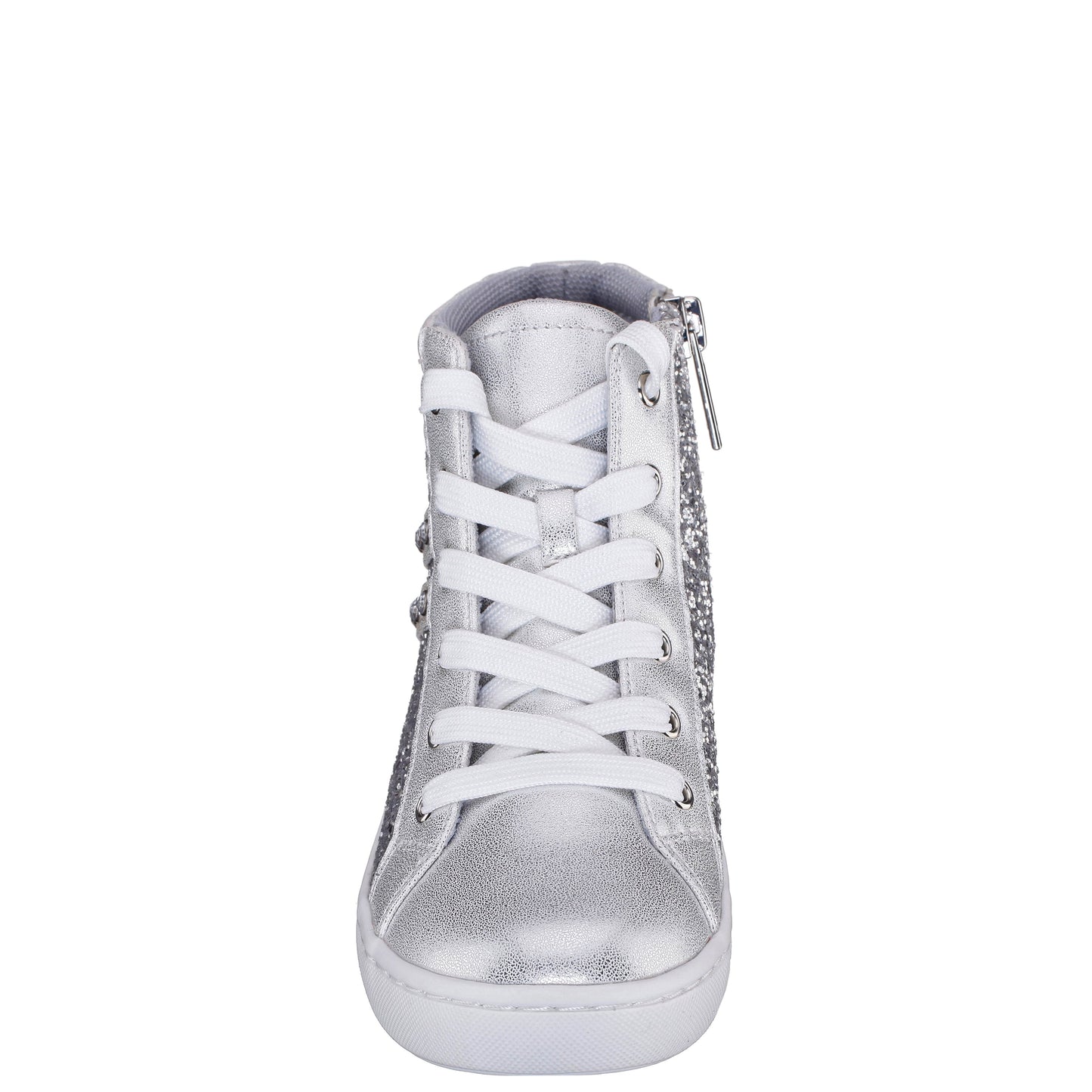 Nina Shoes Girls Michaela Silver Glitter High Top Sneakers
