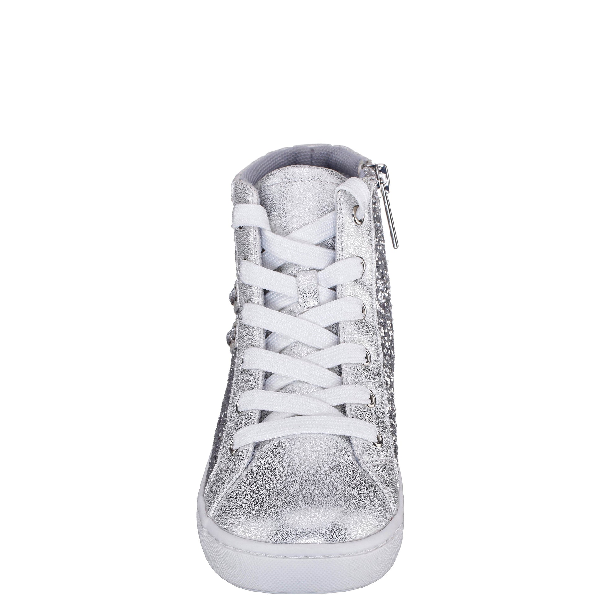 Nina Shoes Girls Michaela Silver Glitter High Top Sneakers