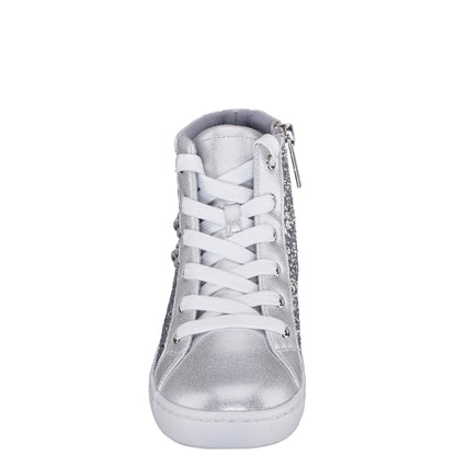 Nina Shoes Girls Michaela Silver Glitter High Top Sneakers