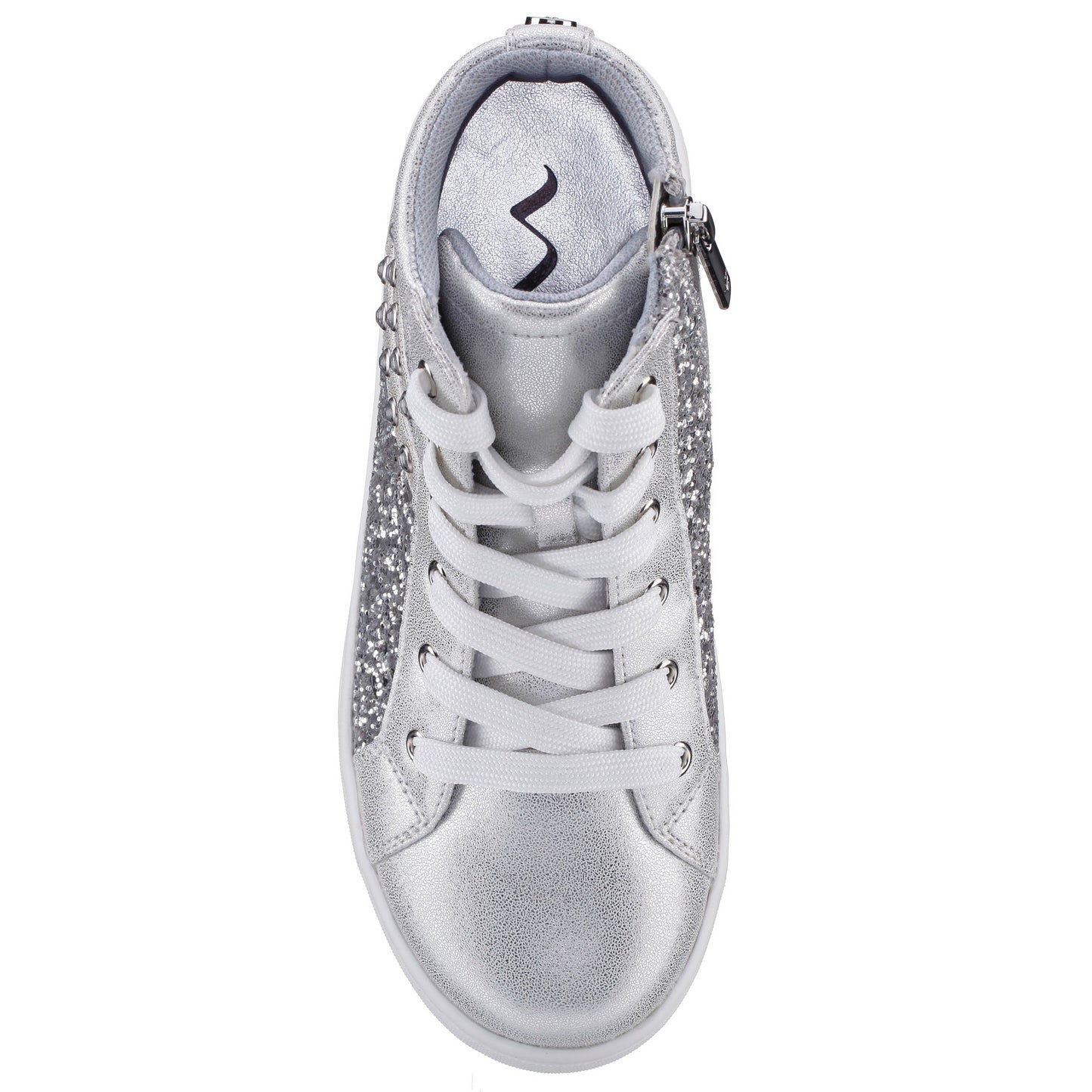 Nina Shoes Girls Michaela Silver Glitter High Top Sneakers