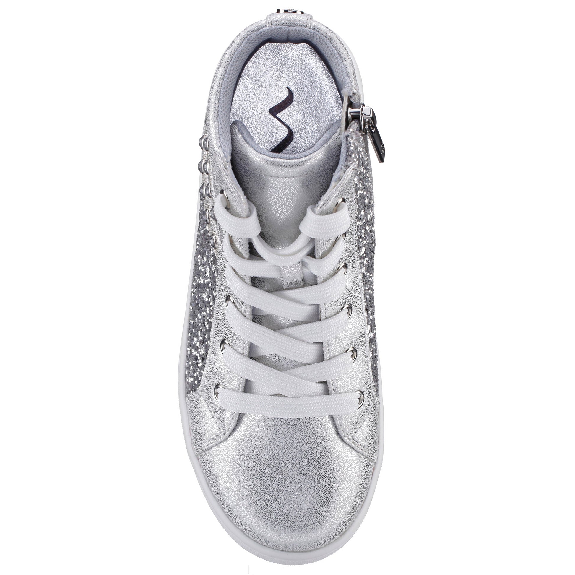 Nina Shoes Girls Michaela Silver Glitter High Top Sneakers
