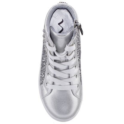 Nina Shoes Girls Michaela Silver Glitter High Top Sneakers