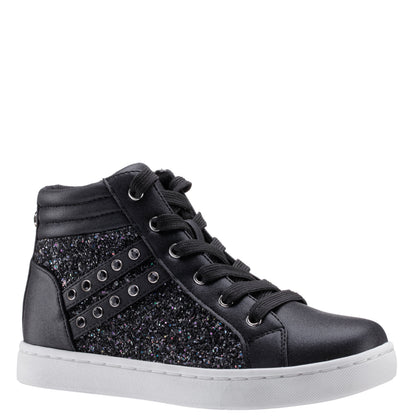 Nina Shoes Girls Michaela Black Glitter High Top Sneakers