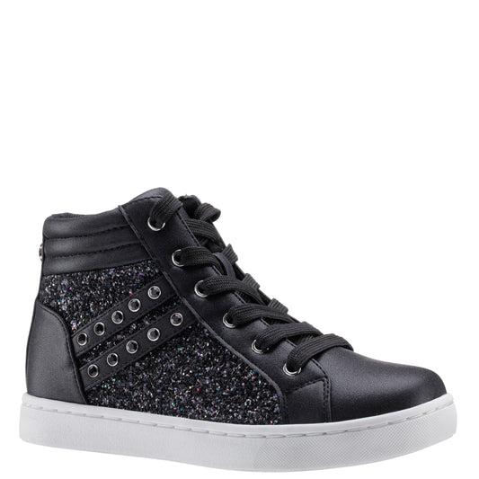 Nina Shoes Girls Michaela Black Glitter High Top Sneakers