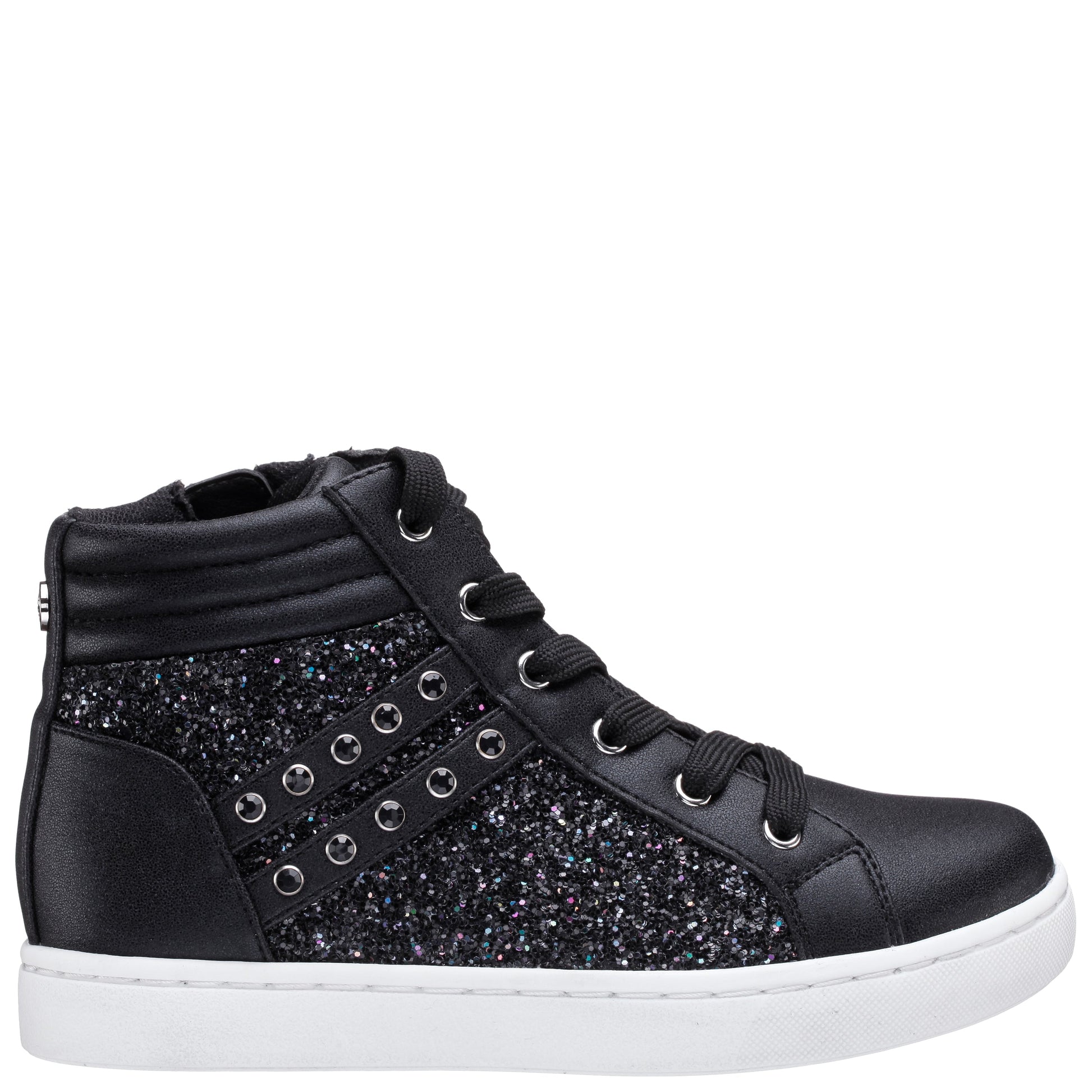 Nina Shoes Girls Michaela Black Glitter High Top Sneakers