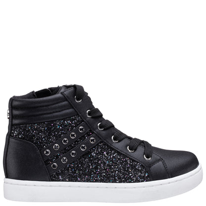 Nina Shoes Girls Michaela Black Glitter High Top Sneakers