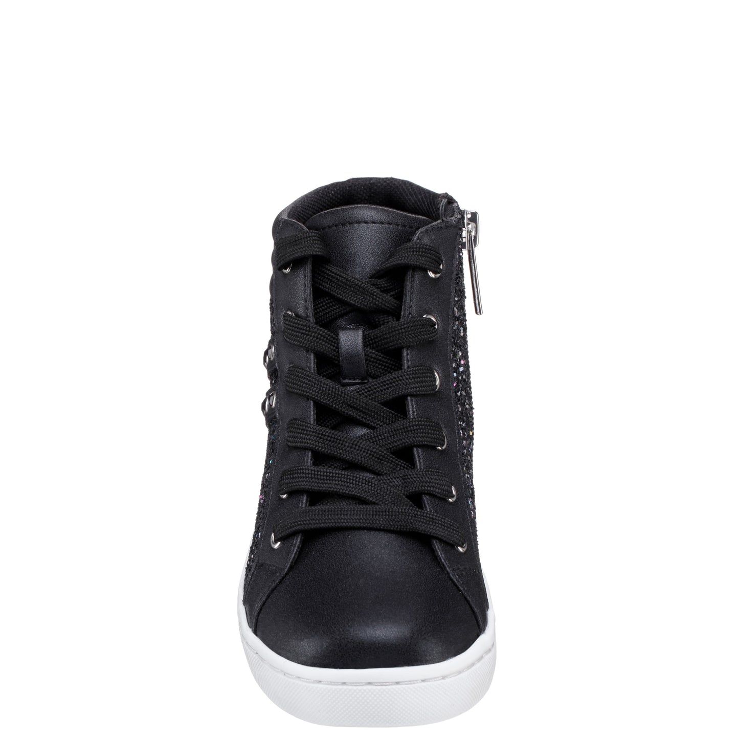 Nina Shoes Girls Michaela Black Glitter High Top Sneakers