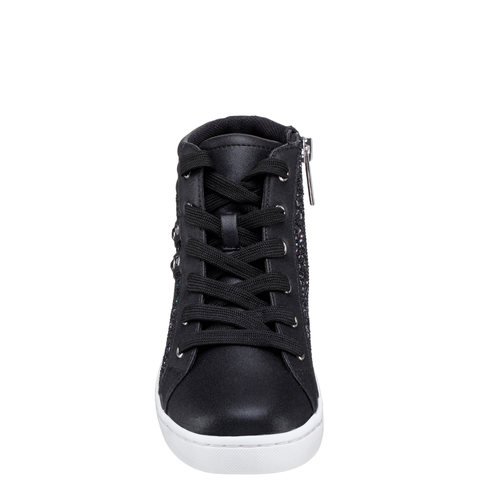 Nina Shoes Girls Michaela Black Glitter High Top Sneakers