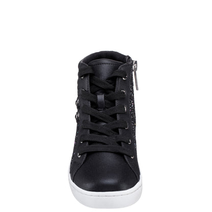 Nina Shoes Girls Michaela Black Glitter High Top Sneakers