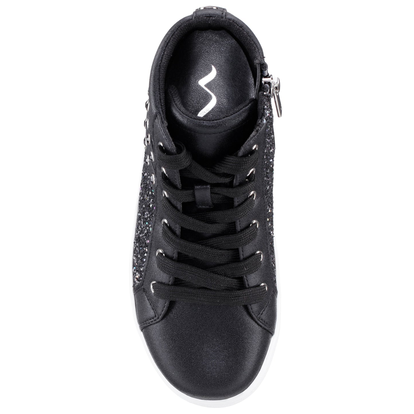 Nina Shoes Girls Michaela Black Glitter High Top Sneakers