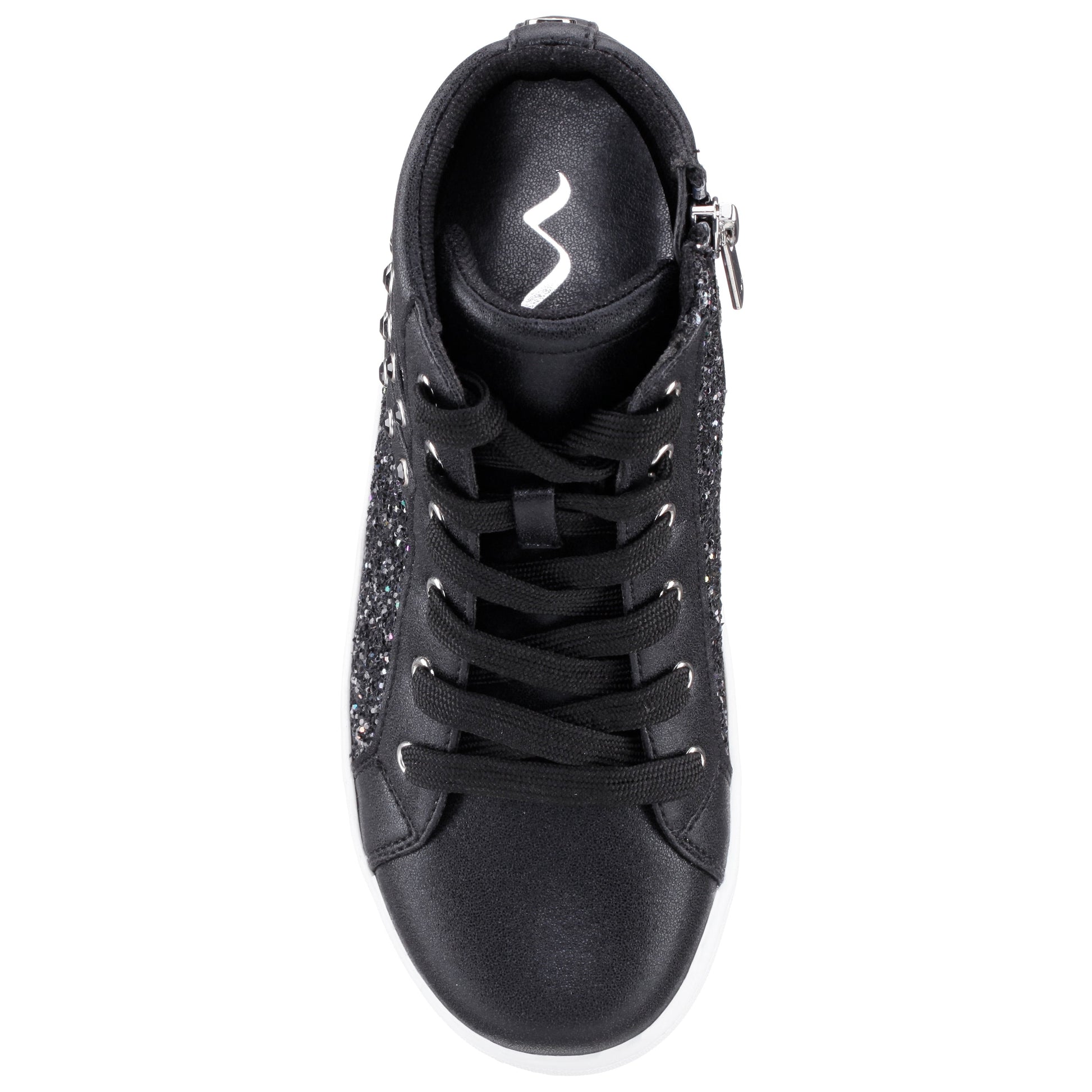 Nina Shoes Girls Michaela Black Glitter High Top Sneakers