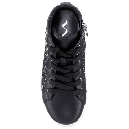 Nina Shoes Girls Michaela Black Glitter High Top Sneakers