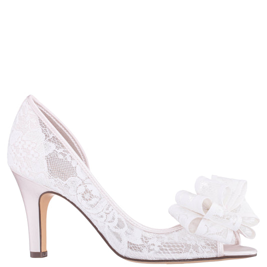 Nina Shoes Floyda White Mid-Heel Pumps