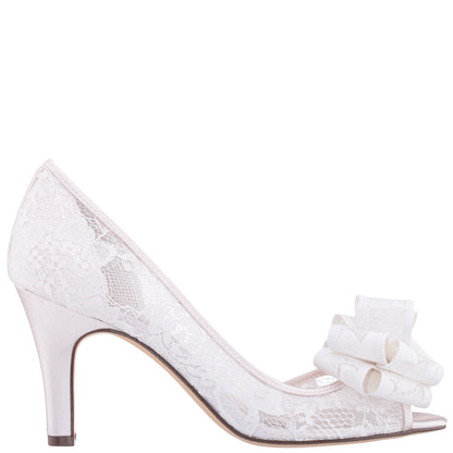 Nina Shoes Floyda White Mid-Heel Pumps