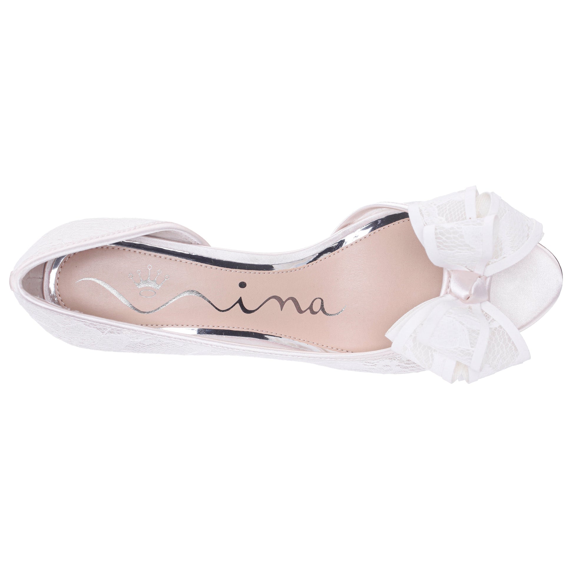 Nina Shoes Floyda White Mid-Heel Pumps