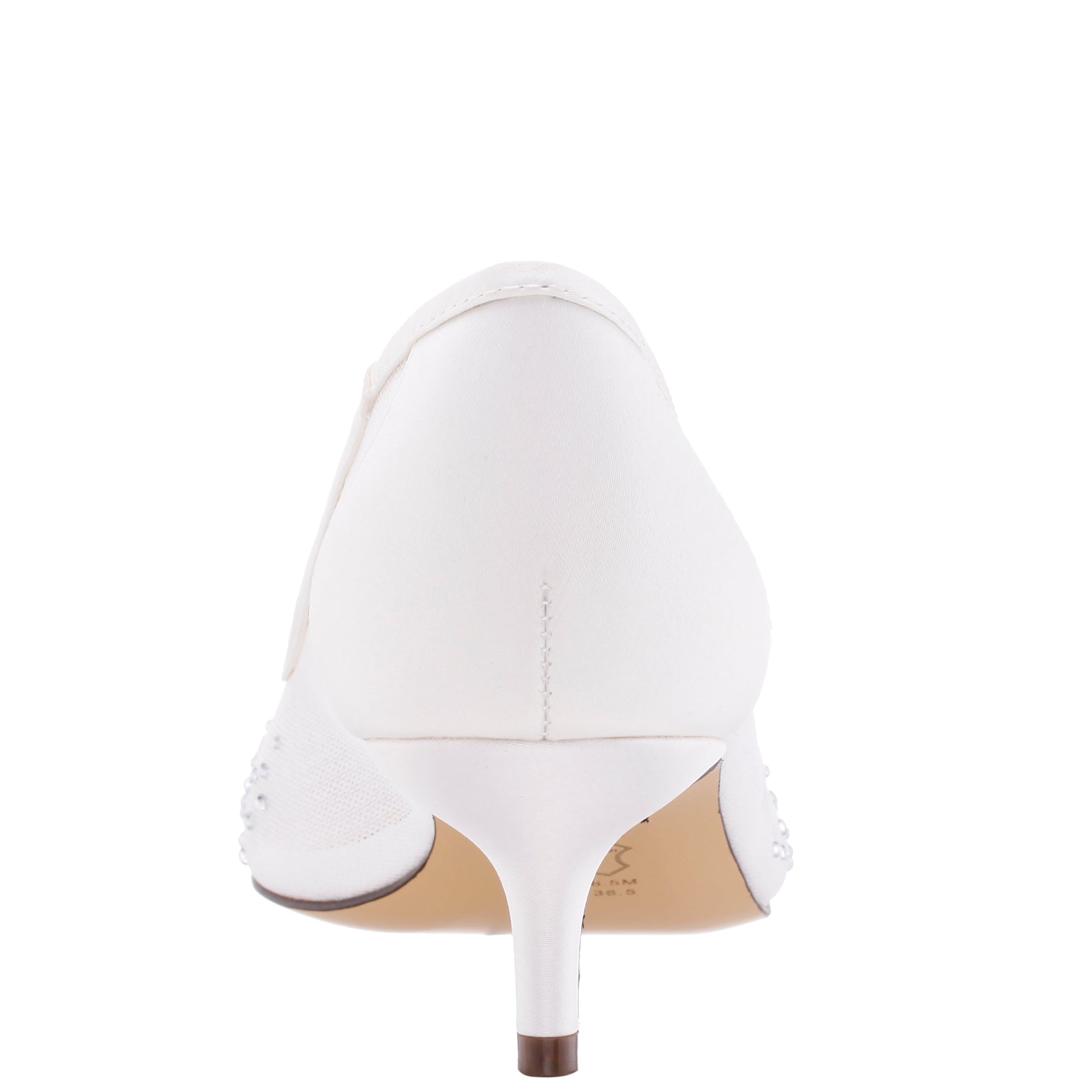 Nina Shoes Sofie White Mesh with Faceted Crystals Kitten-Heel Pumps
