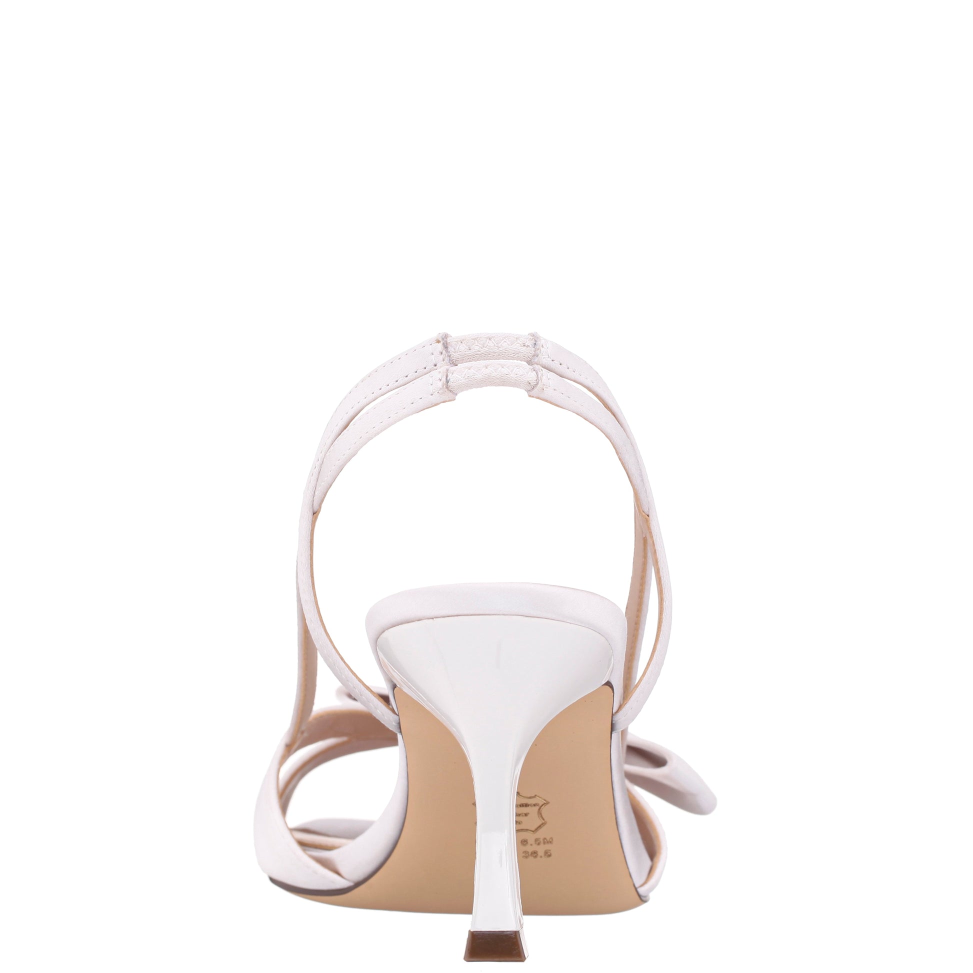 Nina Shoes Lizette White Satin with Bow Slingback Sandals on a Mid-Heel