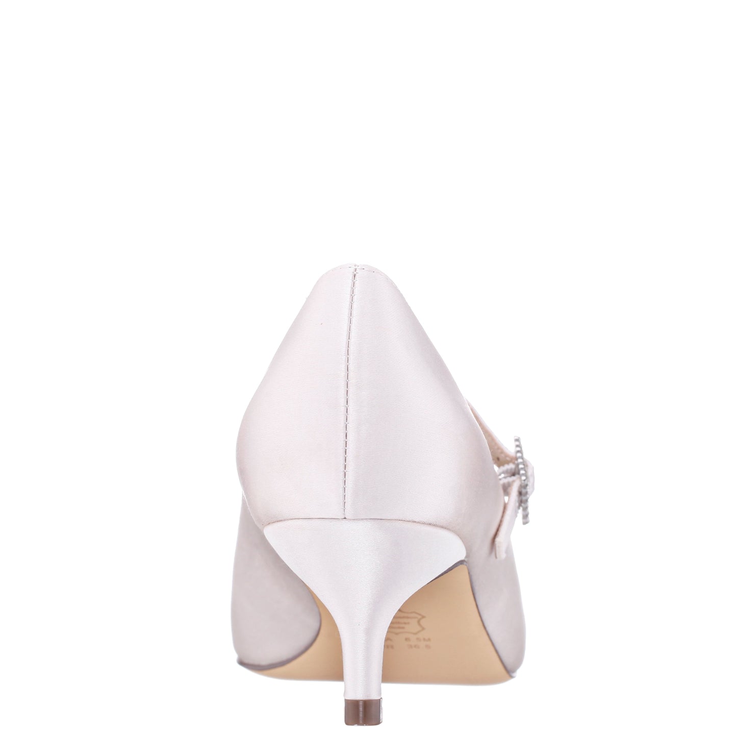 Nina Shoes Namali White Satin with Rhinestone Buckle Kitten-Heel Pumps
