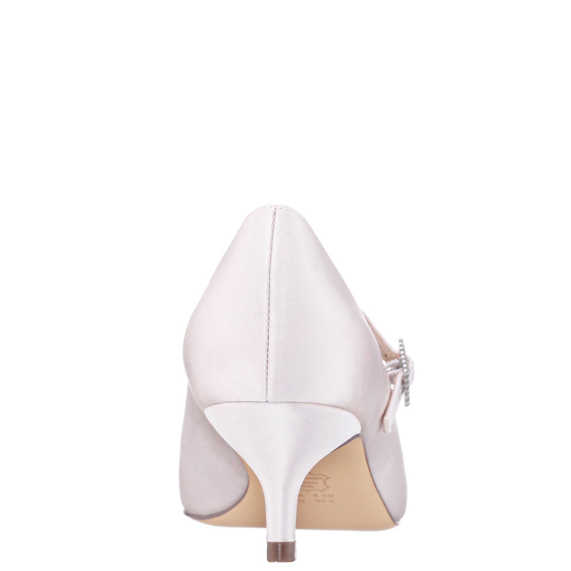 Nina Shoes Namali White Satin with Rhinestone Buckle Kitten-Heel Pumps