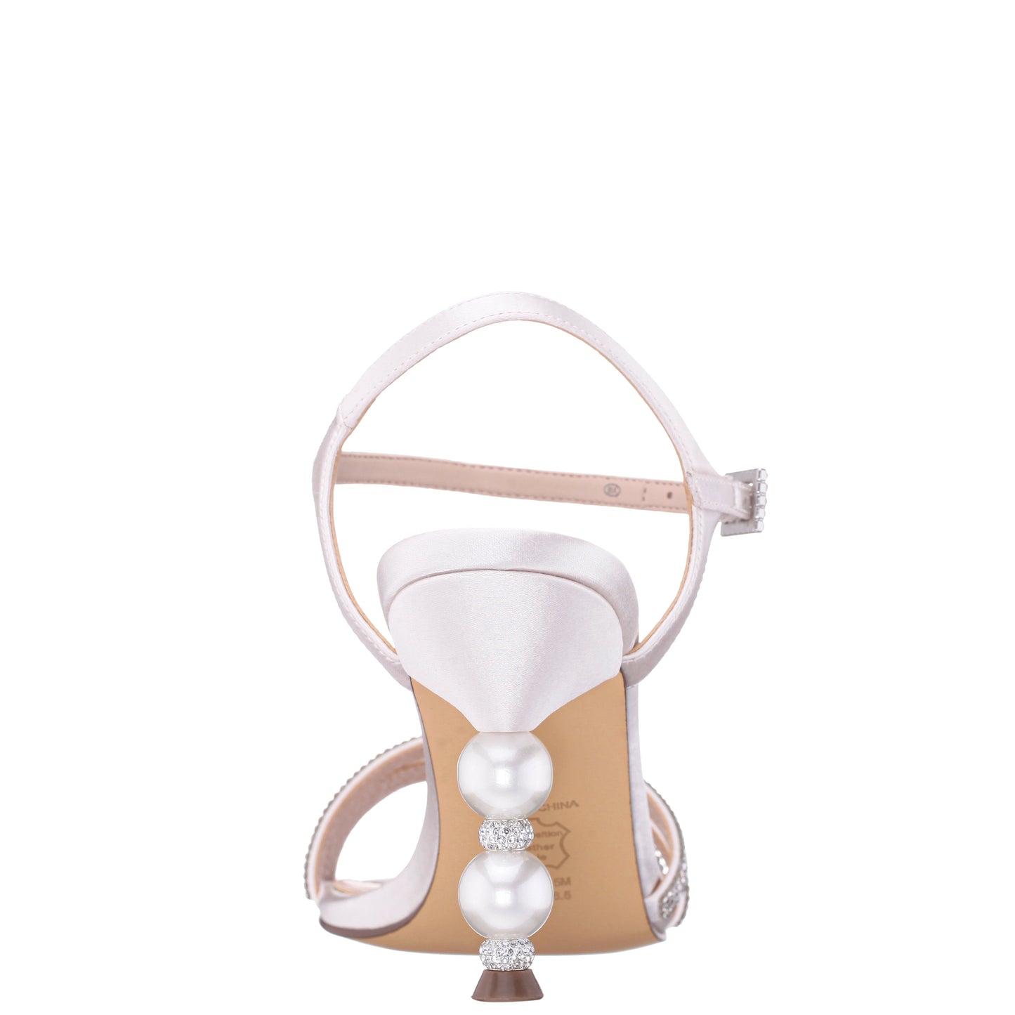 Nina Shoes Veera White Satin with Crystals and Pearls High-Heel Sandals with Jeweled Ankle-Strap