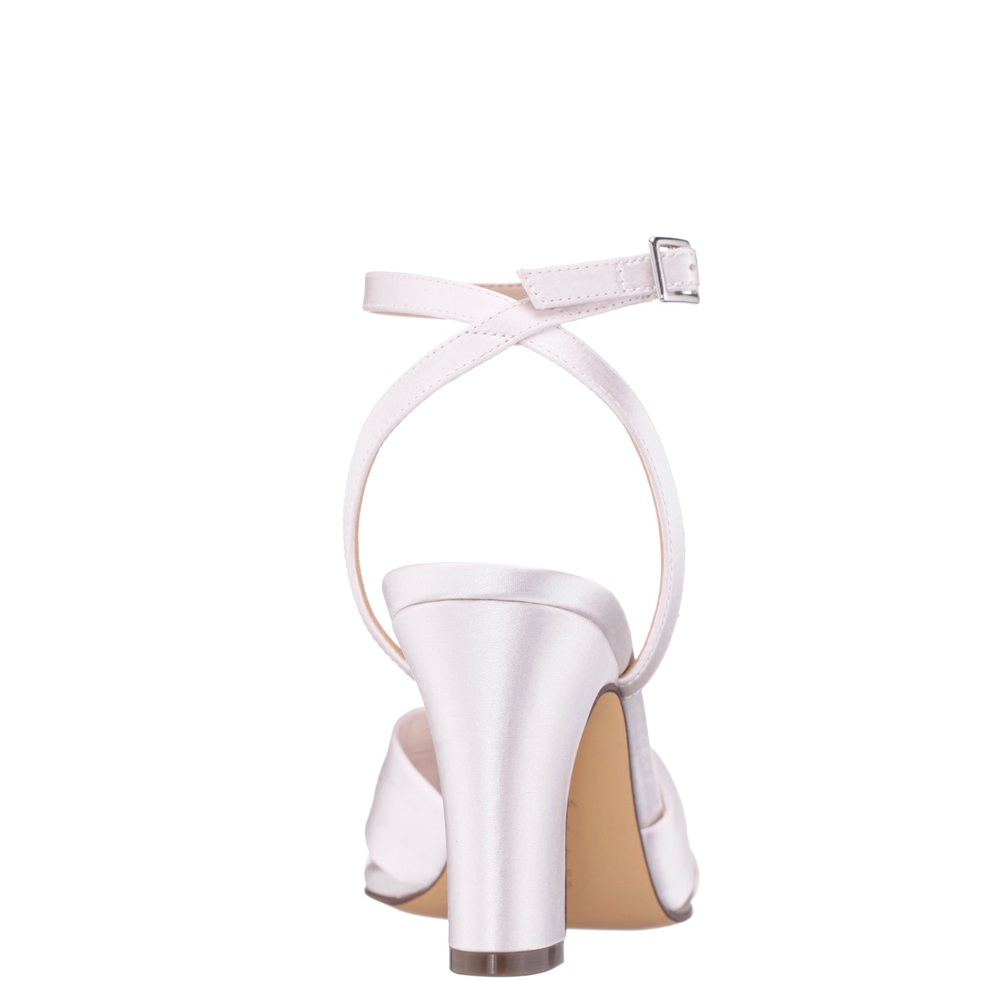 Nina Shoes Ashley White Satin Block-Heel Sandals