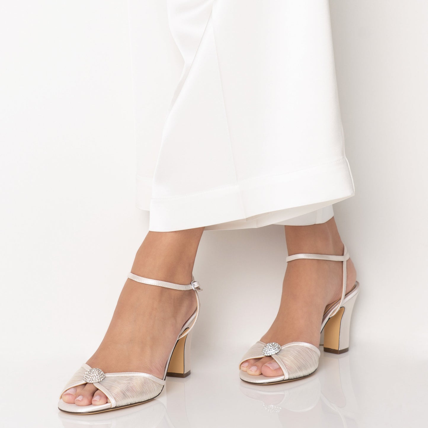 Nina Shoes Allyce White Block-Heel Sandals