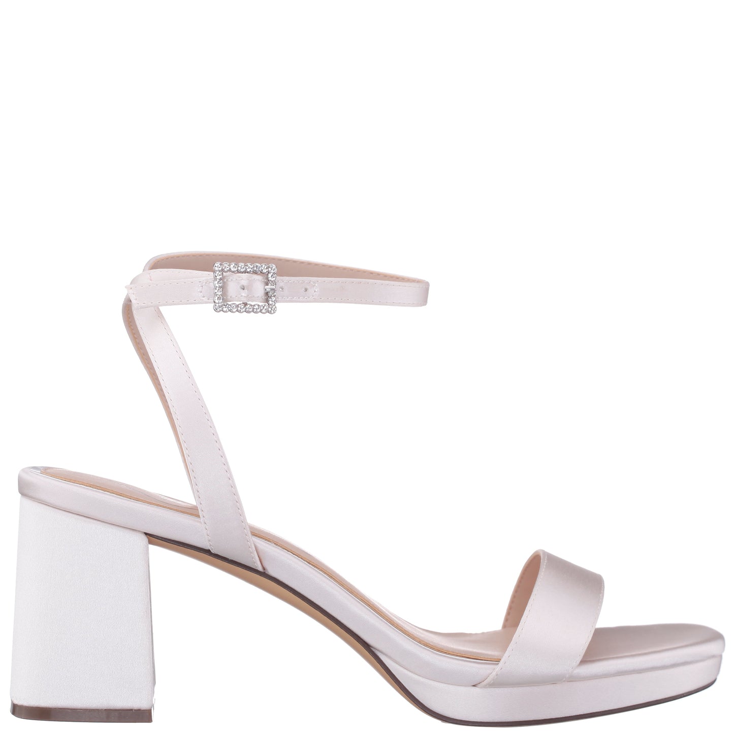 Nina Shoes Bergen White Satin Block-Heel Platform Sandals