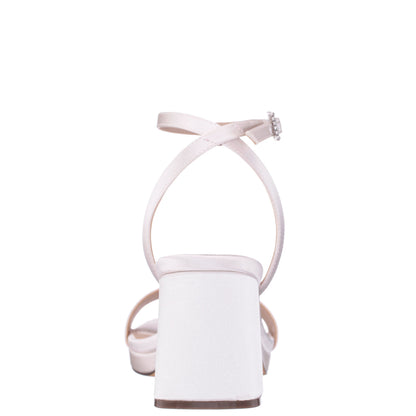 Nina Shoes Bergen White Satin Block-Heel Platform Sandals