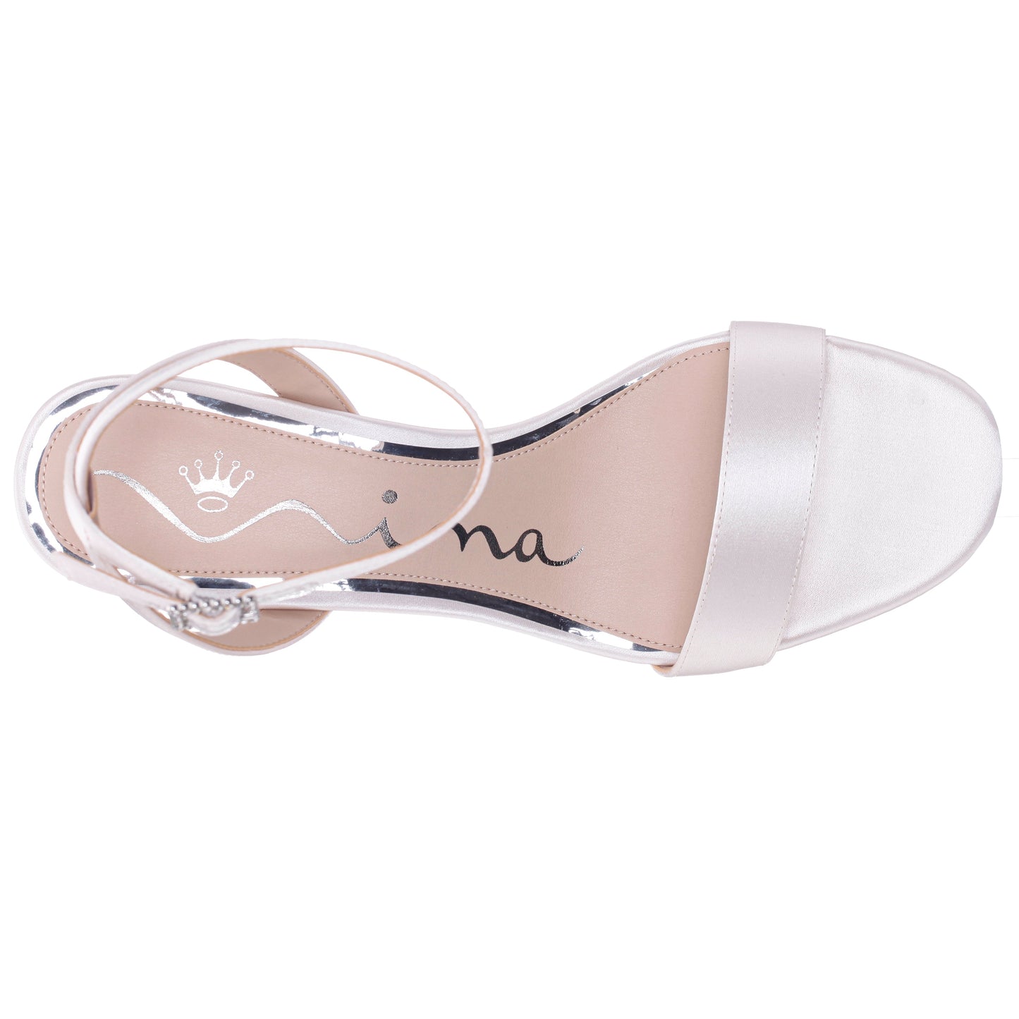 Nina Shoes Bergen White Satin Block-Heel Platform Sandals