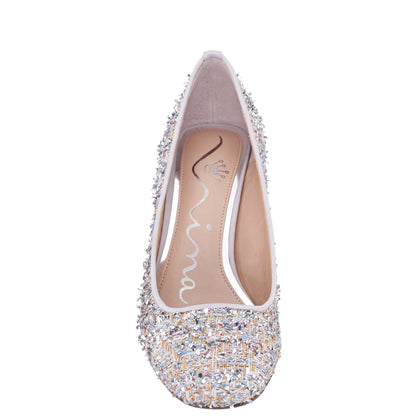 Nina Shoes Giovana Silver Block-Heel Pump