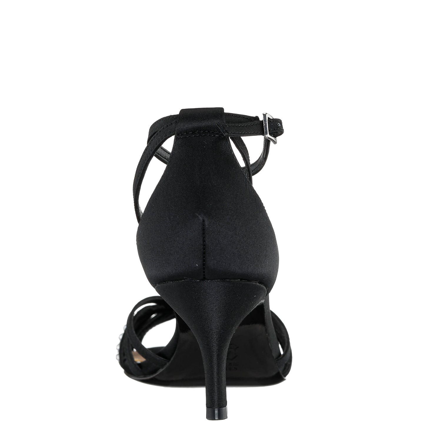Nina Shoes Bellva Black Satin Mid-Heel Sandal