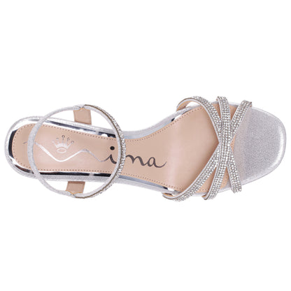 Nina Shoes Benarda Silver Sandal Mid-Heel