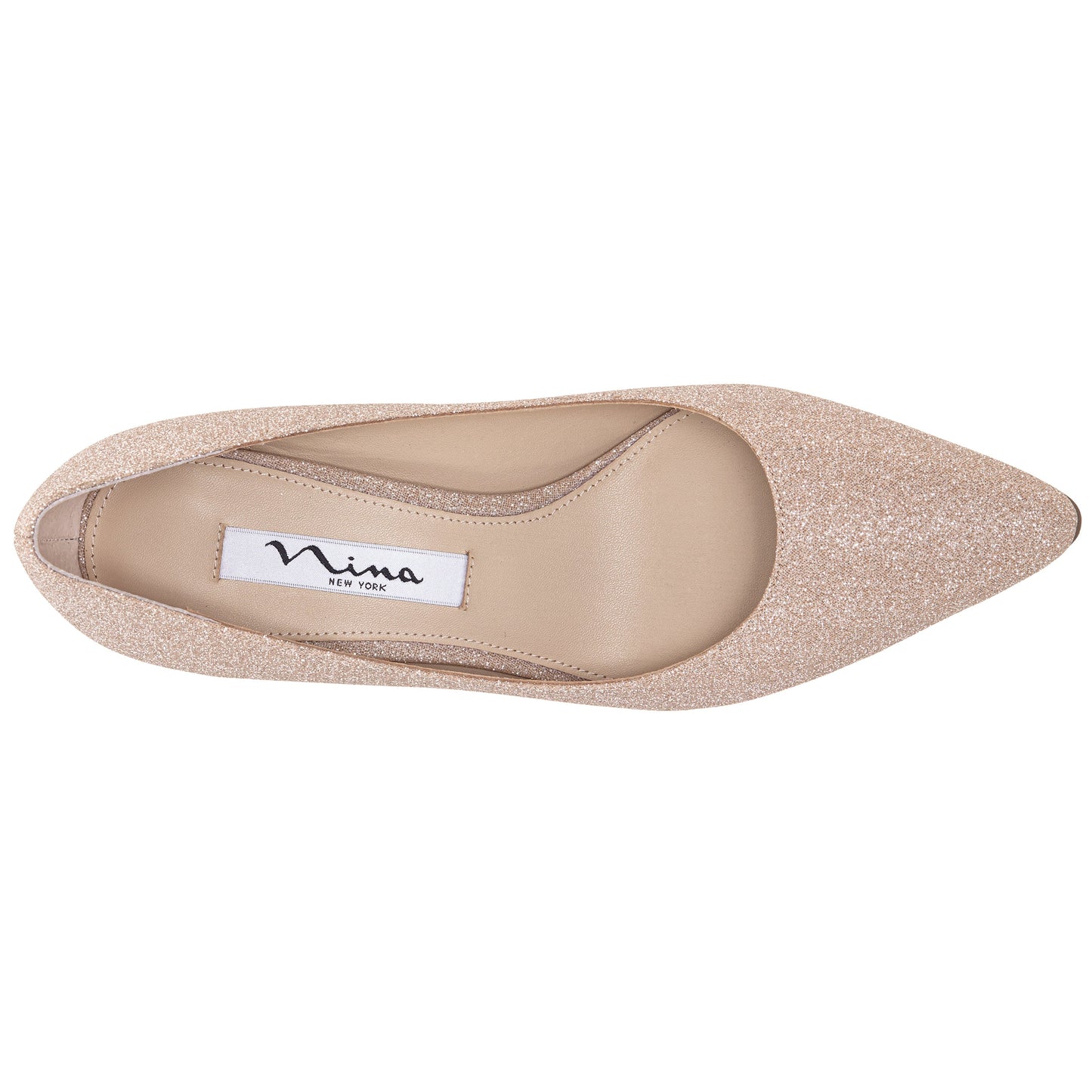 Nina Shoes Nina60 Nude Glitter Net Mid-Heel Classic Pump