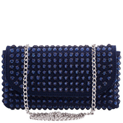 Nina Shoes Bixby Blue Satin Crossbody Bag