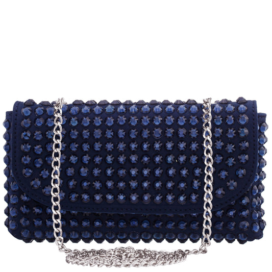 Nina Shoes Bixby Blue Satin Crossbody Bag