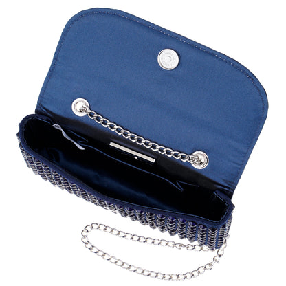 Nina Shoes Bixby Blue Satin Crossbody Bag